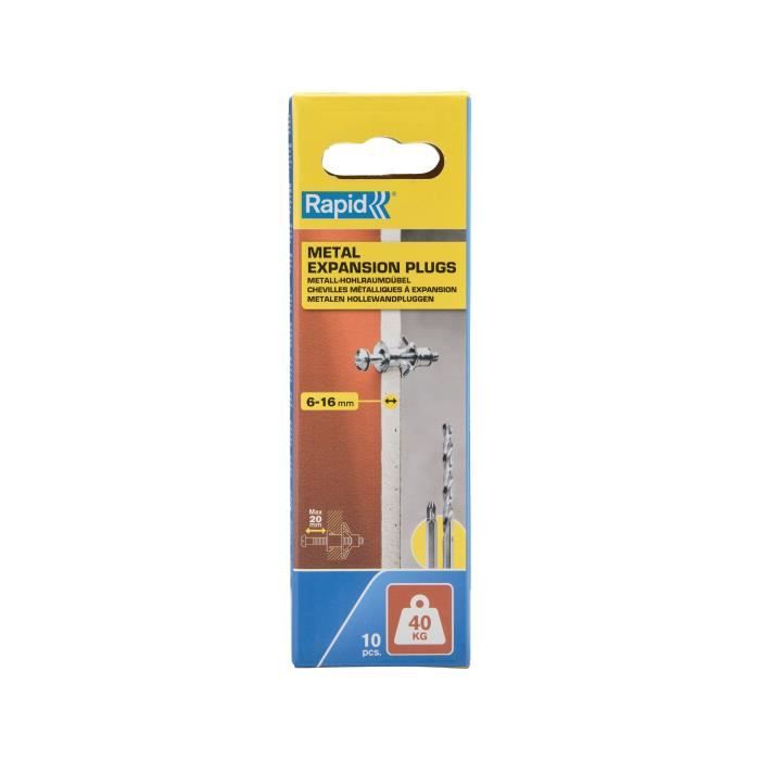 Chevilles et vis Rapid 5001549 Ø 11 x 37 mm M5 x 48 mm Métal Expansion 10 Unités