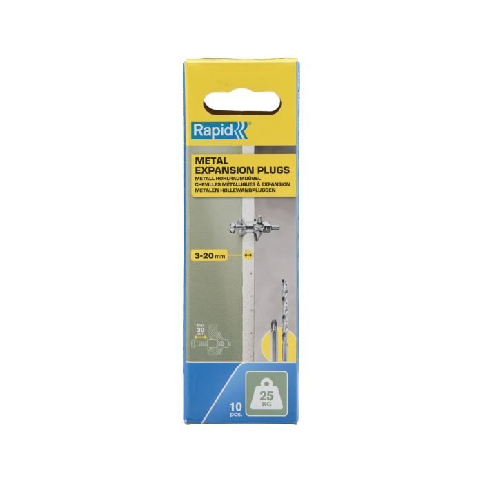 Chevilles et vis Rapid 5001548 Ø 8 x 46 mm M4 x 58 mm Métal Expansion 10 Unités