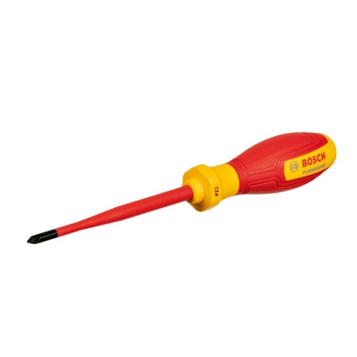 Bosch Professional tournevis VDE plat PZ1x100 (certifié jusqu'a 1 000 V, isolé avec un élastomere thermoplastique (TPE))