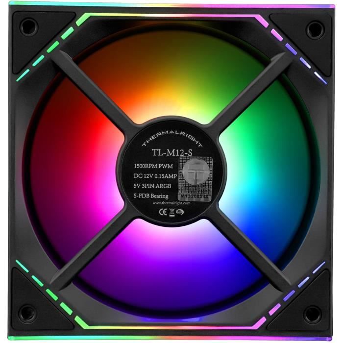 Ventilateur - THERMALRIGHT TL-M12-S - 120 mm - Pour boitier PC - Noir