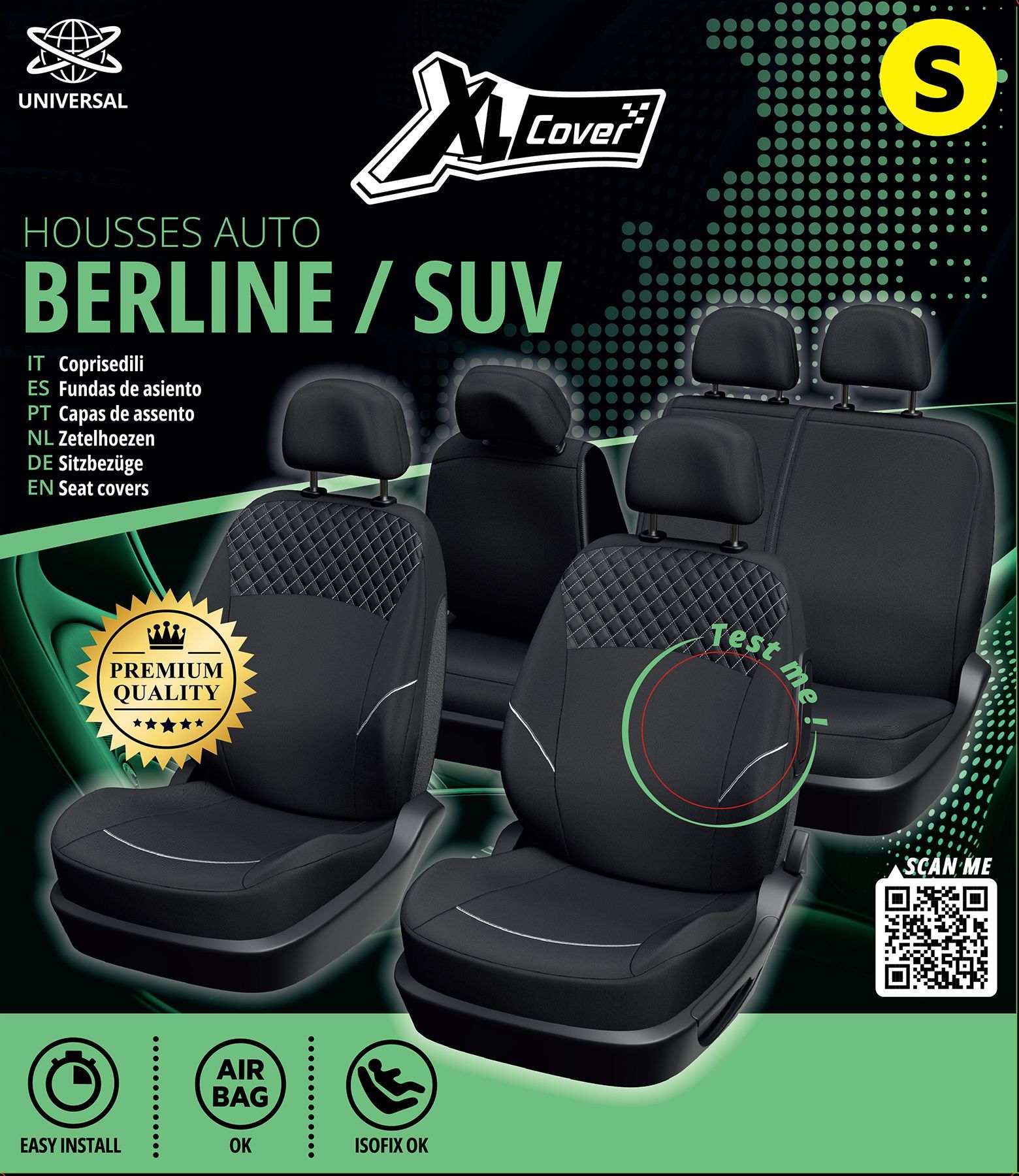 Housses auto - XLCOVER - SUV/Berline - Fractionnable - Housses assises/dossiers avant, appuis-tete et banquette arriere