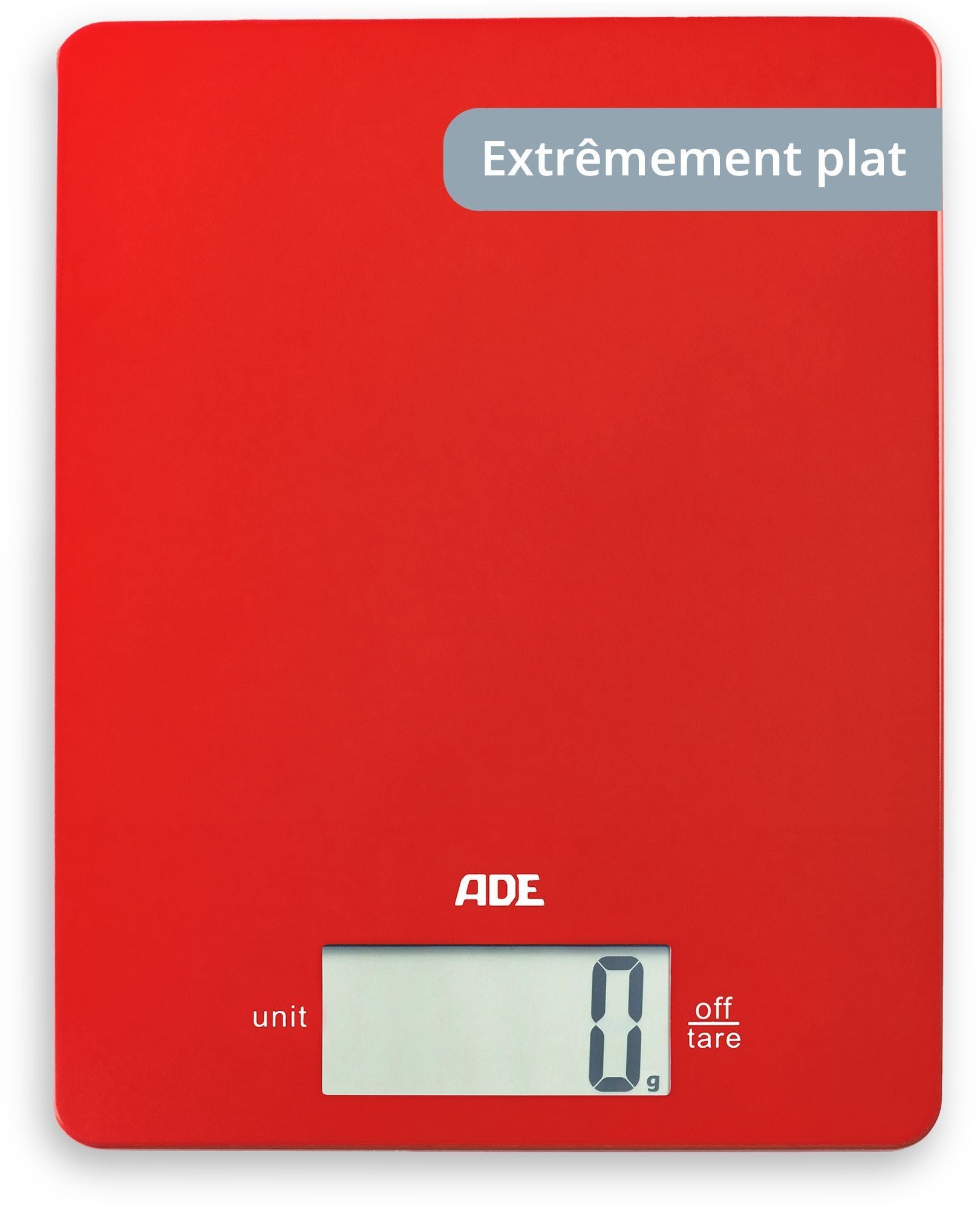 Balance de cuisine digitale - ADE - LEONIE - Plastique ABS - 22 x 17 cm - Inclus 1 pile Cr 2032-Rouge