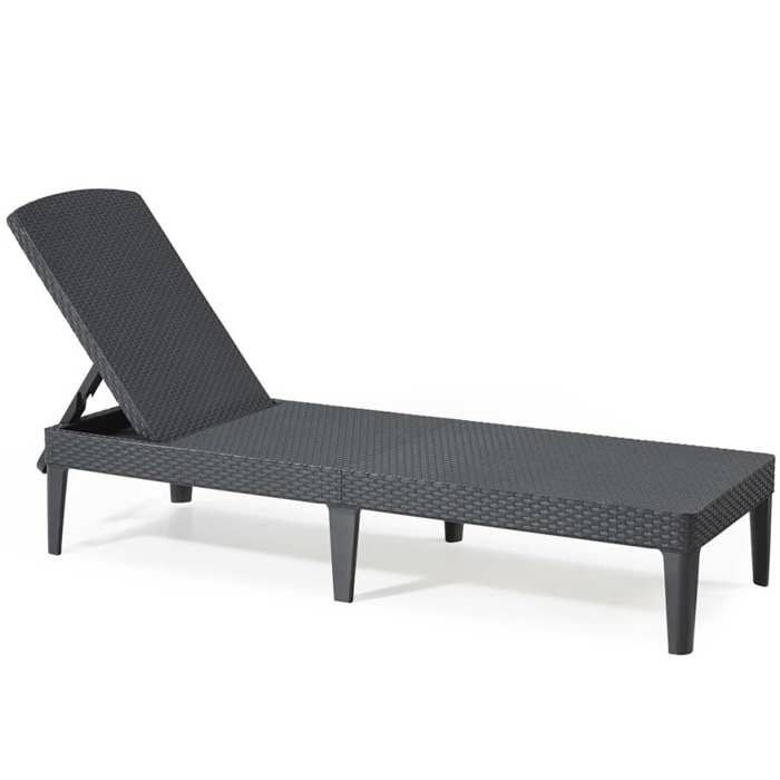 Bain de soleil - Allibert by KETER  Jaipur  en résine imitation rotin tressé  gris graphite  dossier réglable