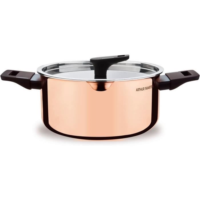 Faitout 24 cm - ARTHUR MARTIN - AM945GT - 3 couches triple action : cuivre, aluminium, inox - Tous feux dont induction