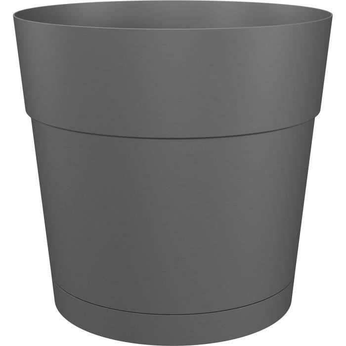 ARTEVASI Pot de fleurs rond CAPRI LARGE - Plastique - Réservoir d'eau - diametre 35 cm - Anthracite -  L 34,6 x P 34,6 x H 33,2 cm