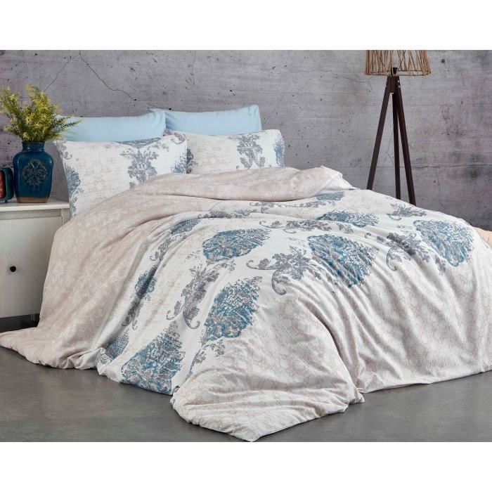 Parure de couette Bleu Lit king size 3 Pièces