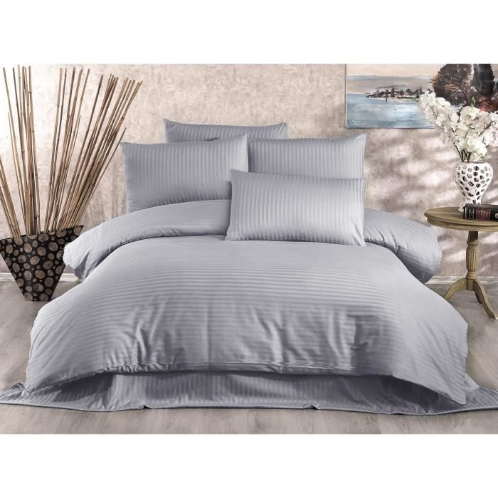 Parure de couette Gris Lit king size 3 Pièces