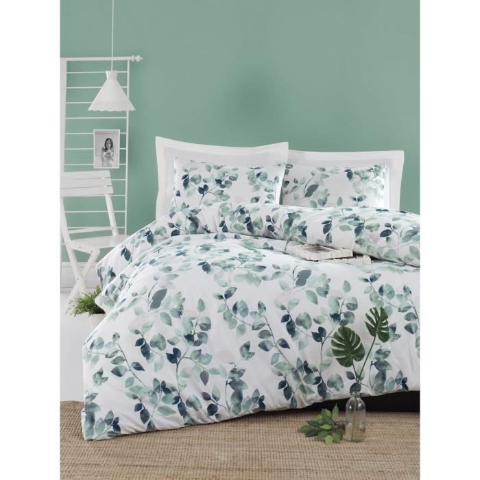 Parure de couette Vert Lit king size 3 Pièces