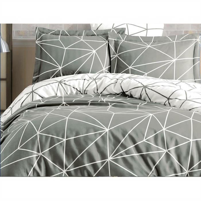 Parure de couette Gris Lit king size 3 Pièces