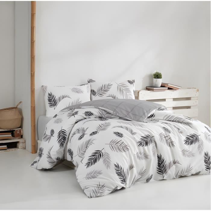 Parure de couette Gris Lit king size 3 Pièces