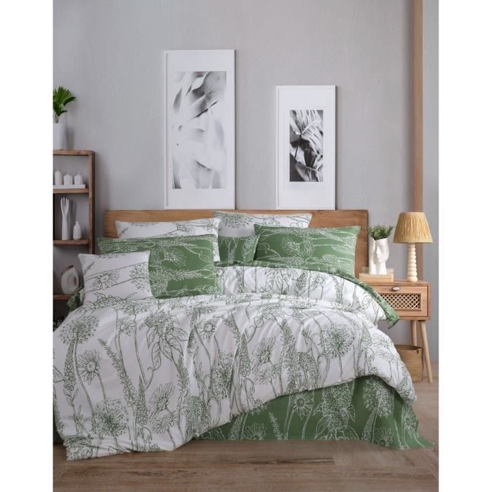 Parure de lit - 1 housse de couette 220 x 240 cm + 2 taies d'oreiller 60 x 60 cm - 100% coton renforcé - Blanc