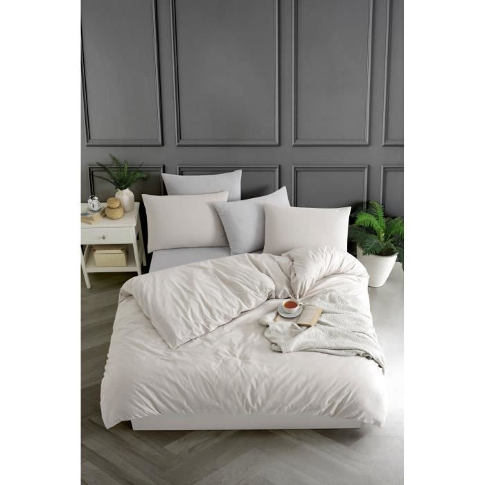 Parure de couette Beige Lit king size 3 Pièces