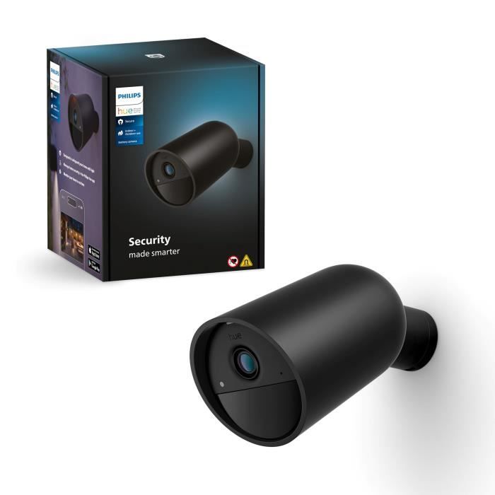 Caméra sans fil - Philips Hue - Secure - HD 1080P - Intérieure ou extérieure - Contrôle avec une seule application - Noir