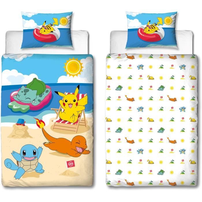 Parure de couette Pokémon Multicouleur Lit 2 persones 2 Pièces