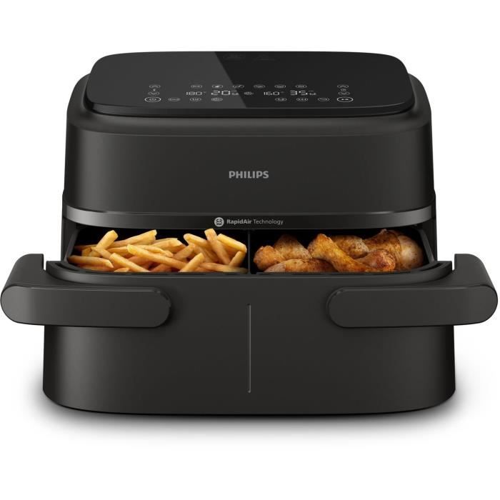 Friteuse sans huile PHILIPS - Airfryer NA150/00 - Capacité 7,1L - Double cuve - 6 préréglages - 2450W