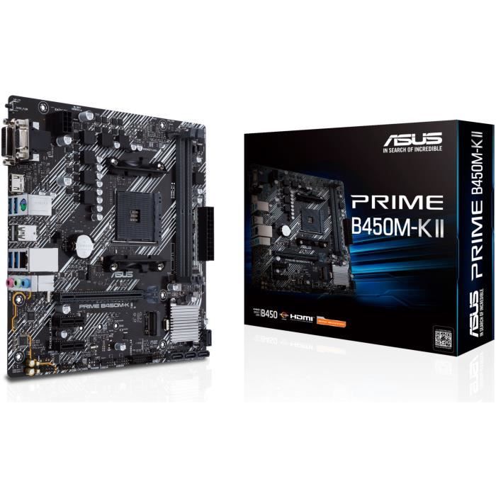 Carte mere - ASUS - Prime B450M-K II - AMD B450 - Emplacement AM4 micro ATX