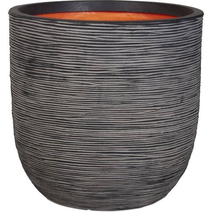 CAPI EUROPE Jardiniere NATURE RIB -  43x41 cm - Anthracite