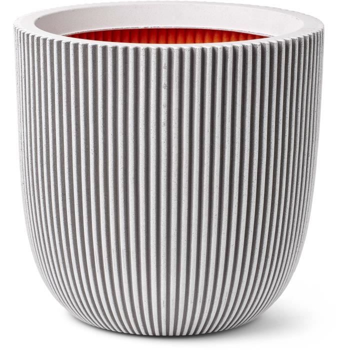 CAPI EUROPE Pot de fleurs GROOVE NL - 43x41 cm - Ivoire - Résistant aux intempéries