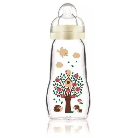 Biberon en verre MAM Hérisson Blanc 260ml - 0 a 6 mois - Tétine Débit 2