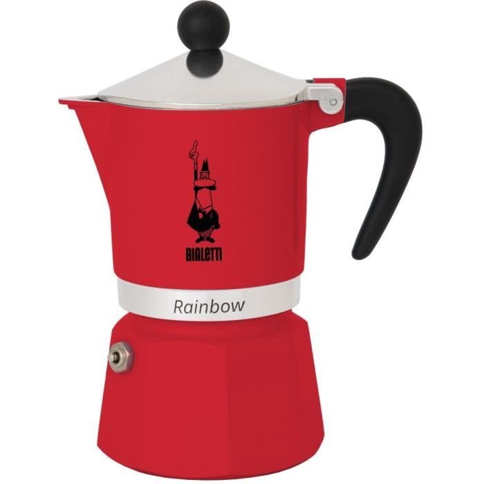 Cafetière Italienne Bialetti Rainbow rouge 6 Tasses Aluminium