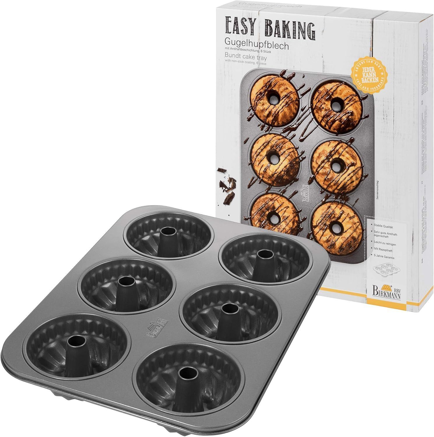 Plaque de cuisson cake - BIRKMANN - EASY BAKING - Acier carbone - Anti adhésif - Ø10 cm, 35 x 27 x 5 cm