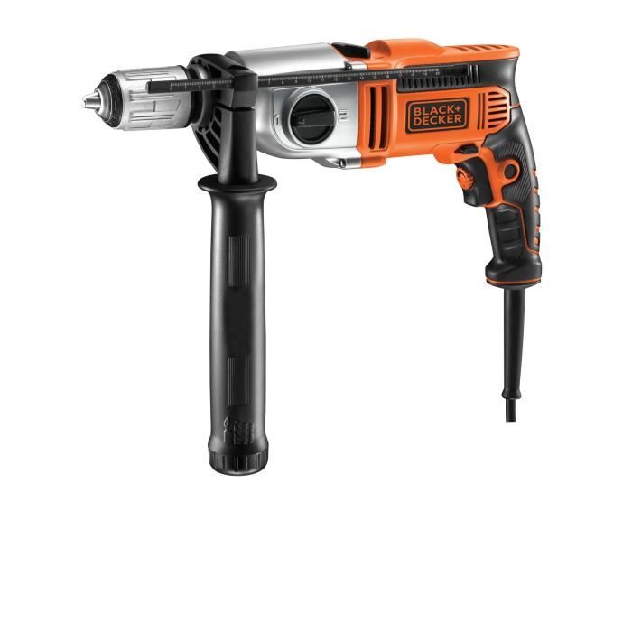 Perceuse a percussion filaire 1100W - BLACK&DECKER - KR1102K-QS - Avec coffre de rangement