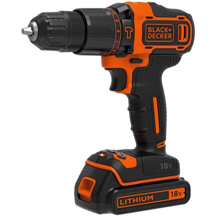 Perceuse a percussion sans fil - 18V - BLACK+DECKER - BDCHD18S32-QW - batterie + chargeur + coffret de 32 accessoires