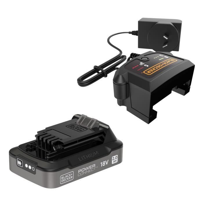 Starter kit Batterie 18V 2Ah + Chargeur 1A - BLACK&DECKER - BDL2018S1B-QW