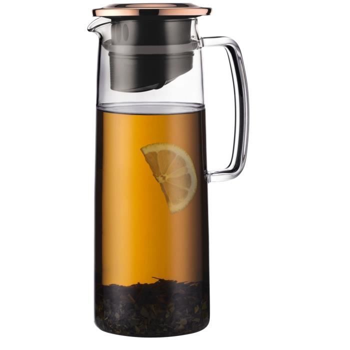 Pichet infuseur en verre - BODUM - Biasca - Couvercle cuivre avec filtre - 1.2 l - Transparent