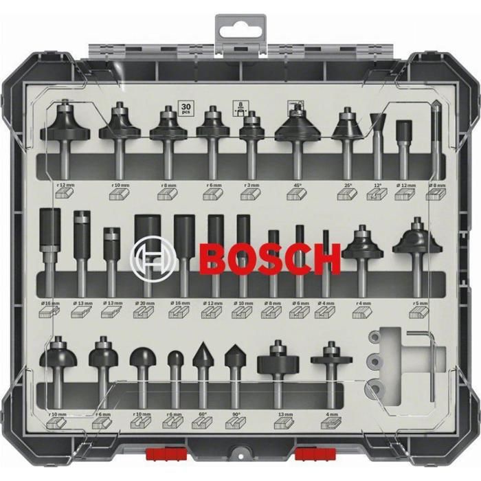 Coffret de 30 fraises mixtes a Ø queue de 8 mm BOSCH - 2607017475