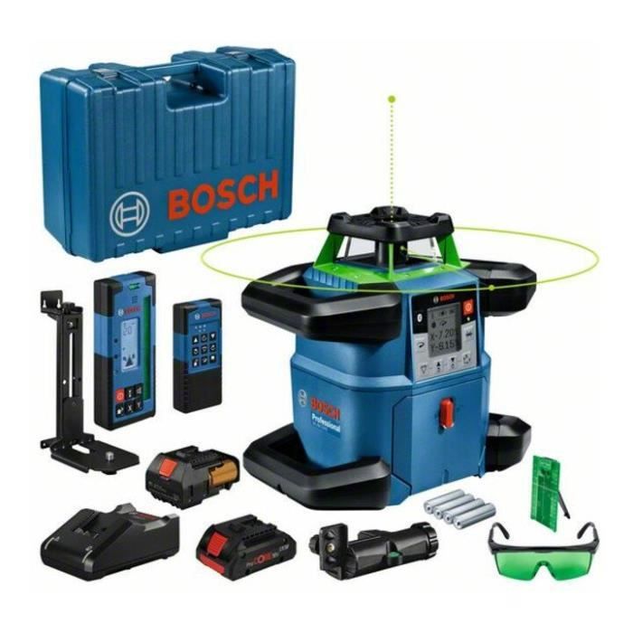 Laser rotatif Bosch Professional GRL 650 CHVG avec batterie, piles, cellule, lunettes, supports, platine, en coffret - 0601061V00