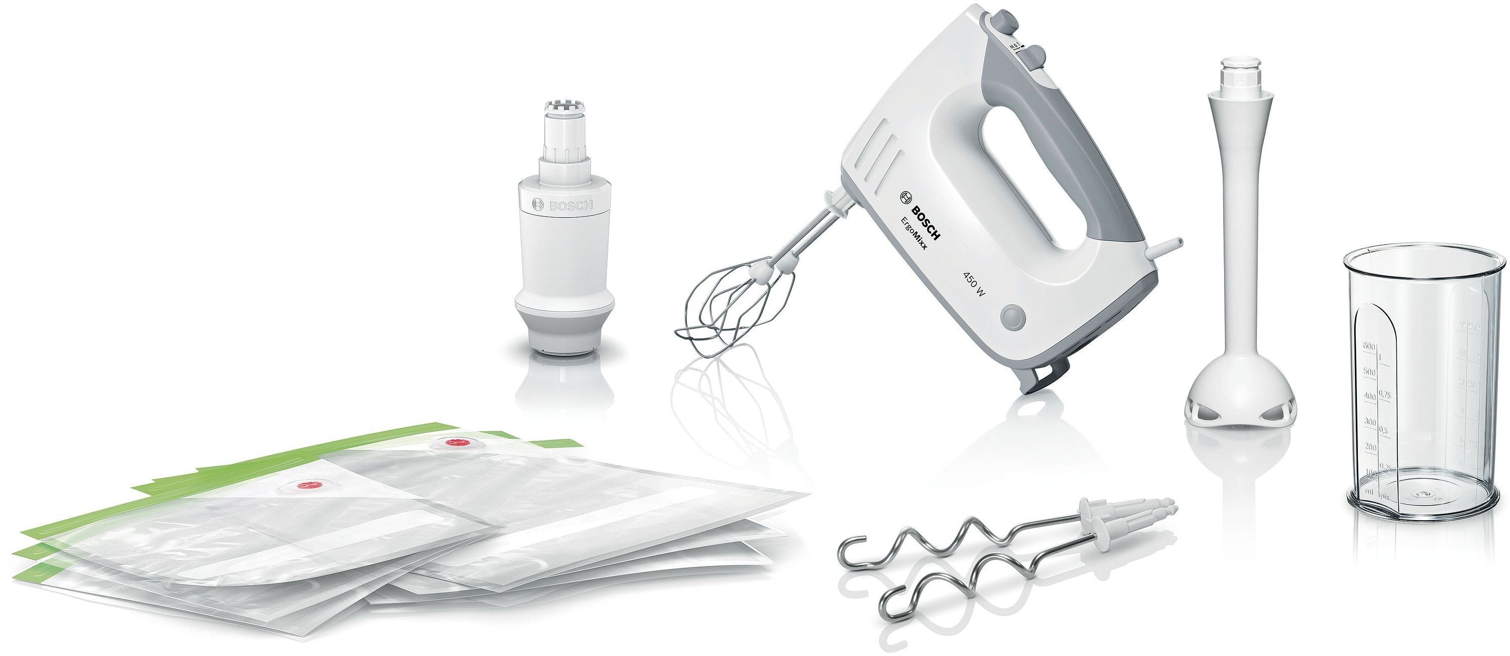 Batteur électrique - BOSCH - MFQ364V0 ErgoMixx - 450 W - 5 vitesses + turbo - Blanc / Gris