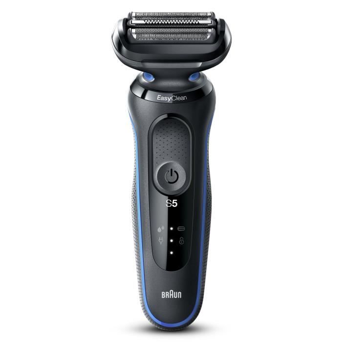 Rasoir électrique - BRAUN - SERIES 5 51-B1000s - 50 min d'autonomie - Noir/Bleu - Tete lavable