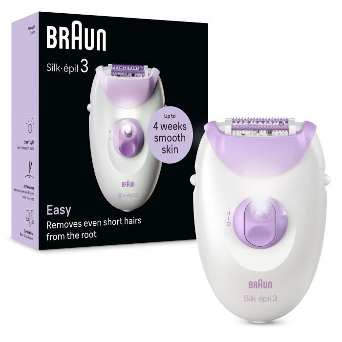 Épilateur électrique filaire - BRAUN - SILK EPIL 3-000 - 2 vitesses - Violet