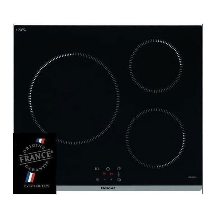 Plaque de cuisson induction - BRANDT - 3 zones - L60 cm - TI364B - 7200 W - Noir