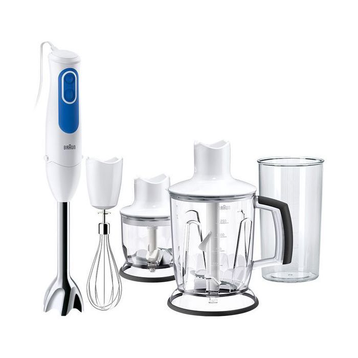 Mixeur plongeant - BRAUN - MQ3045WH Aperitive - MultiQuick 3 avec 2 hachoirs - Blanc et Bleu