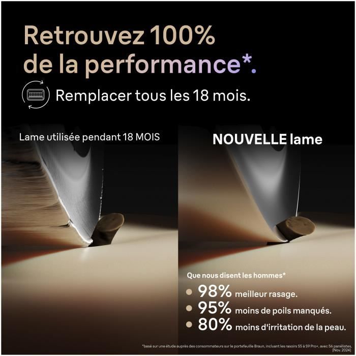 Tete de rasoir BRAUN Series 9 + - 4 éléments de coupe + tondeuse de précision - 100 % fabriqué en Allemagne