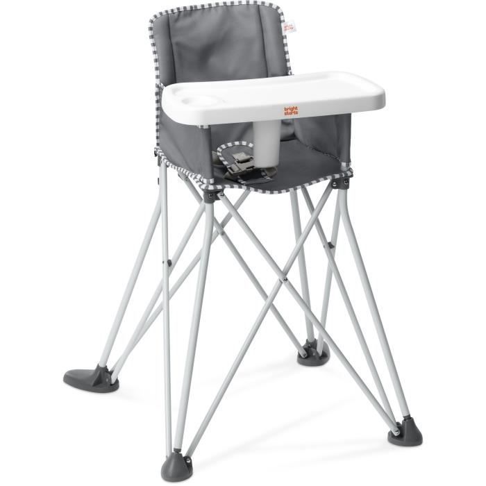 BRIGHT STARS Pop N Dine- Chaise haute pour repas bébé, pliable, nomade, de voyage, Léger, facile a nettoyer, Sac de transport inclus