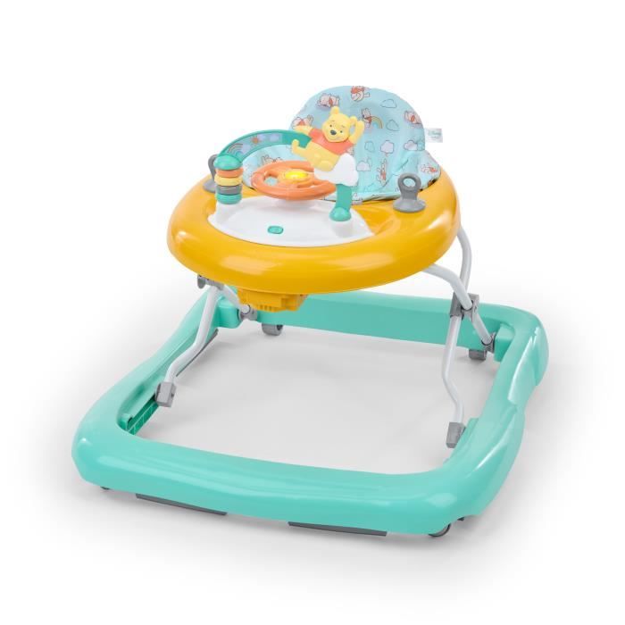 DISNEY BABY -WINNIE- Trotteur bébé évolutif et pliable 2-en-1, Jouet d'éveil amovible intégré, Musique, Lumieres, Hauteur Réglable