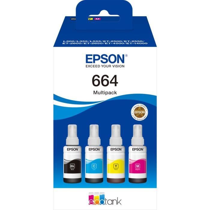 Epson EcoTank 664 - Pack de 4 - noir, jaune, cyan, magenta - original - recharge d'encre - pour Epson L380, L395, L495, EcoTank ET-2650, L1455, L656, EcoTank ITS L3050, L3060, L3070