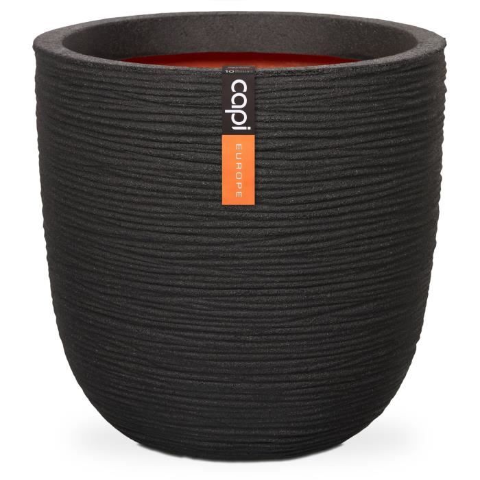 CAPI EUROPE Pot de fleurs boule RIB NL - 43x41 cm - Noir