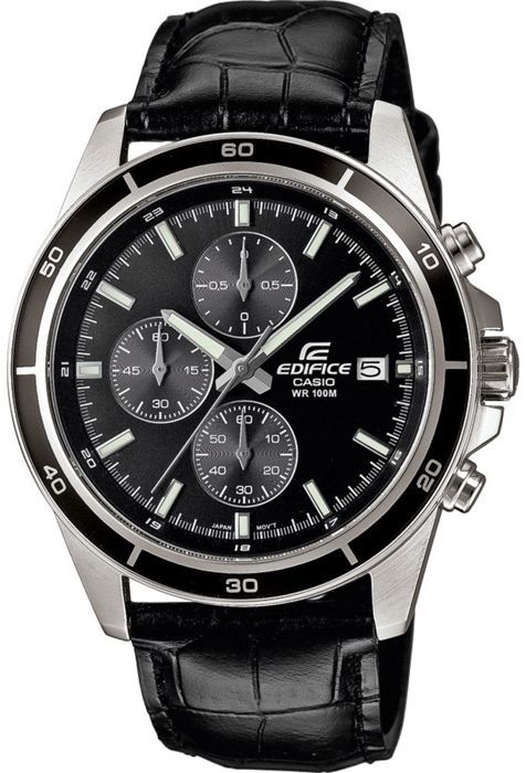 Montre - CASIO - EDIFICE - Cuir véritable - Noir - Étanchéité 10 Atm