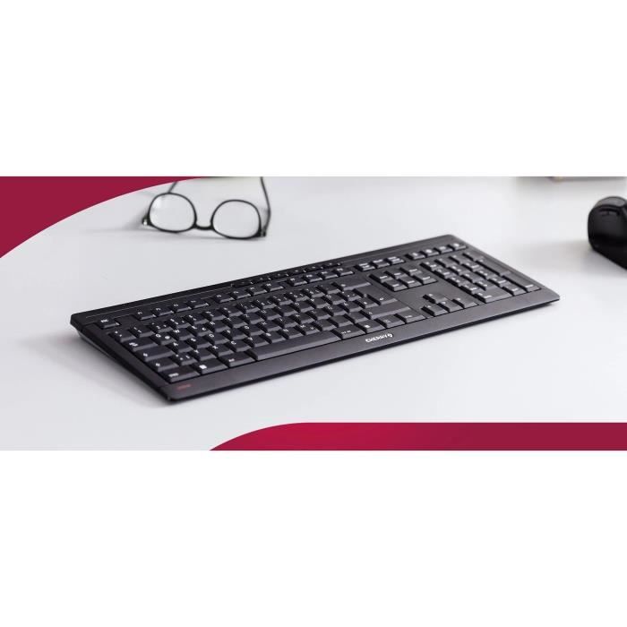 CHERRY STREAM CLAVIER SANS FIL - Clavier - sans fil - 2.4 GHz - Français - commutateur : CHERRY SX - noir