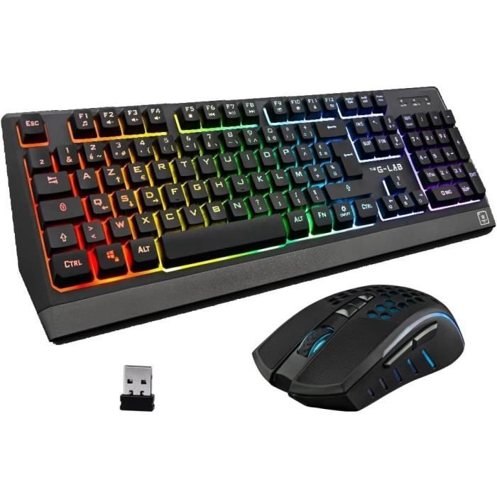 clavier et souris The G-Lab Combo Tungsten Français AZERTY
