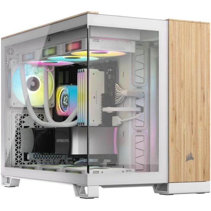 Boitier Mini Tour Micro ATX Corsair 2500X avec panneaux vitrés (Blanc/Marron)