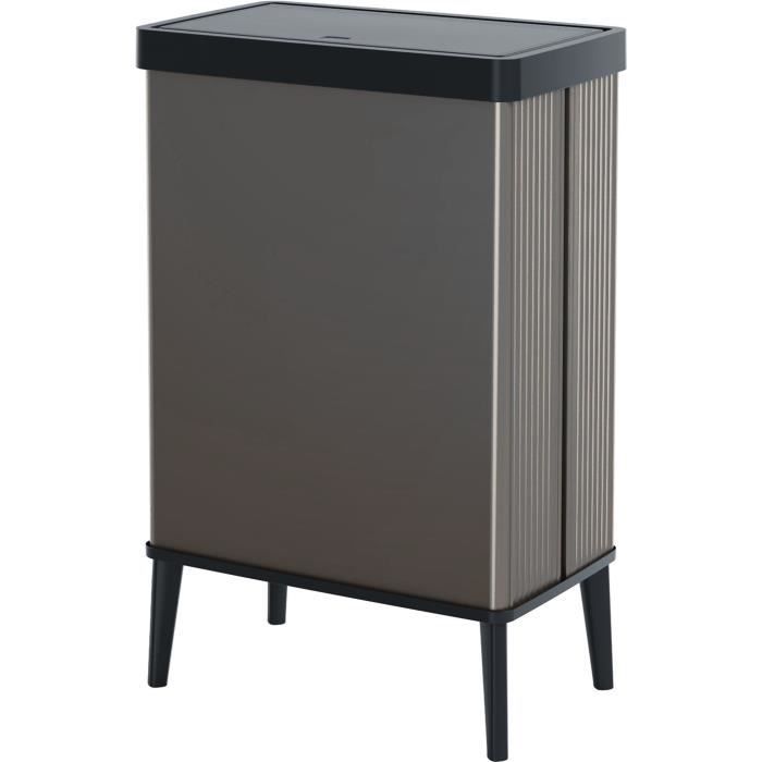 Poubelle sur pieds - VERTO - CURVER - Ouverture touch - 54 L - Gris perle