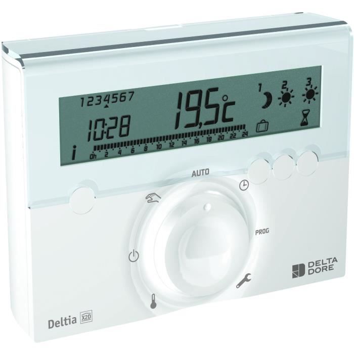 Thermostat sans fil - DELTA DORE - Deltia 8.33 - Inclus un programmateur + un récepteur pour radiateur électrique - Jusqu'a 3 zones