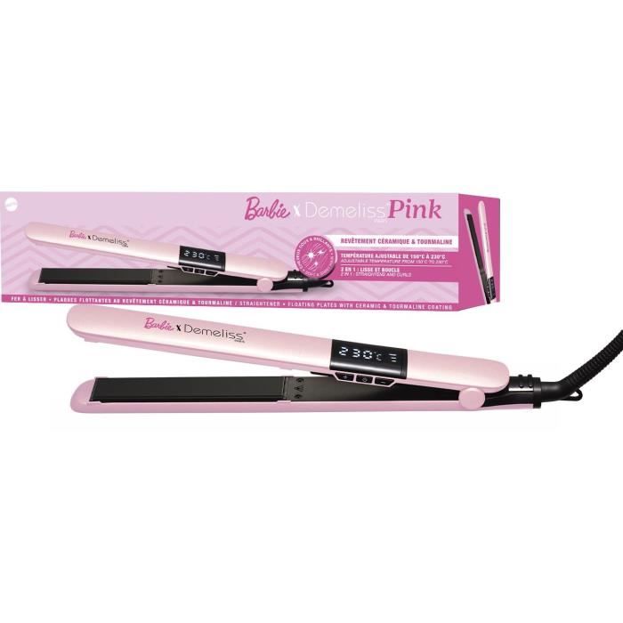 Lisseur - DEMELISS - Barbie Edition - Température de 150 a 230°C - Plaques fines 25 x 120 mm - Rose