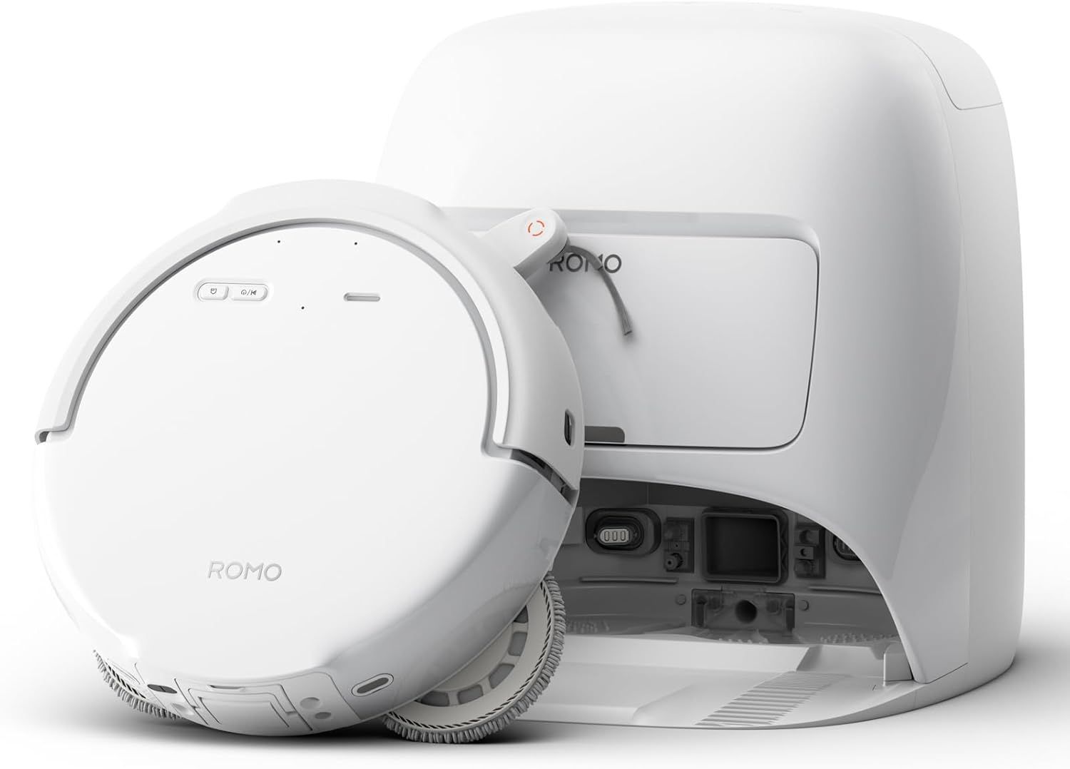 DJI ROMO S - Robot Aspirateur Laveur avec Station - 25 000 Pa - Détection de Niveau Drone - 200 Jours sans Maintenance