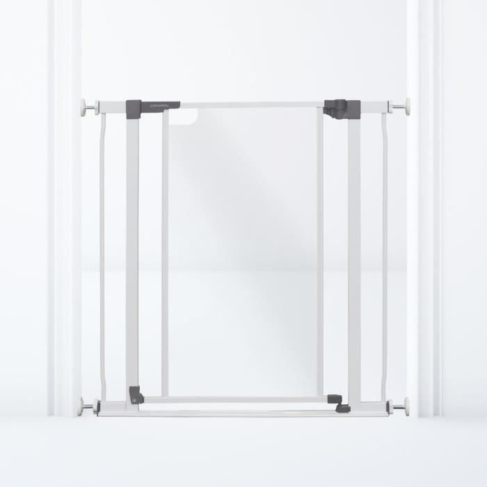 Barriere de sécurité a panneau transparent - DREAMBABY - Fonction maintien en position ouverte- Bas anti-chute - Blanc